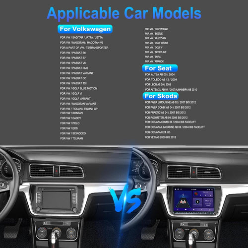 2G+32G Android13 9 Inch IPS Touchscreen Car Stereo for VW Passat Jetta Tiguan Golf MK5 MK6 T5 EOS Polo Radio with Wireless Apple CarPlay Android Auto BT GPS WiFi SWC FM Backup Camera MIC