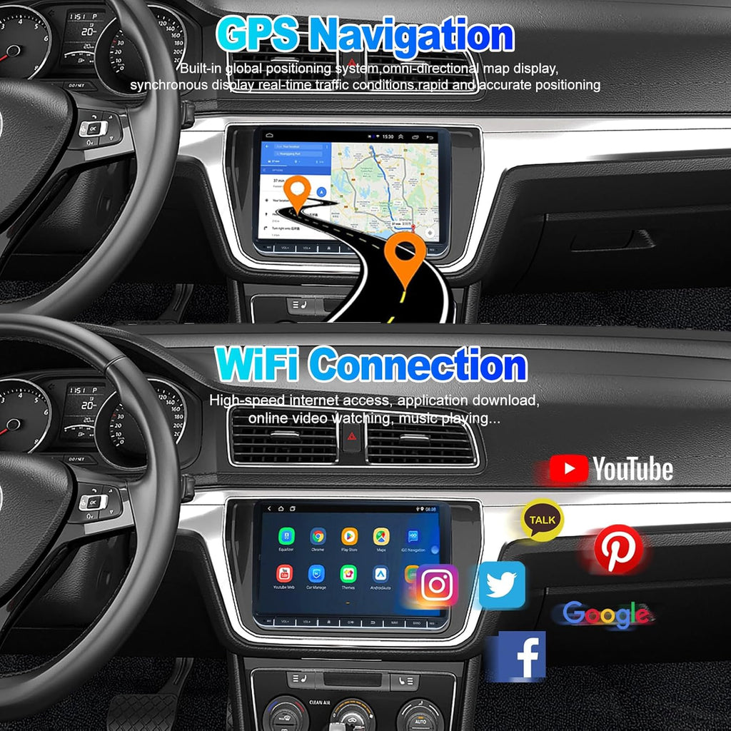 2G+32G Android13 9 Inch IPS Touchscreen Car Stereo for VW Passat Jetta Tiguan Golf MK5 MK6 T5 EOS Polo Radio with Wireless Apple CarPlay Android Auto BT GPS WiFi SWC FM Backup Camera MIC
