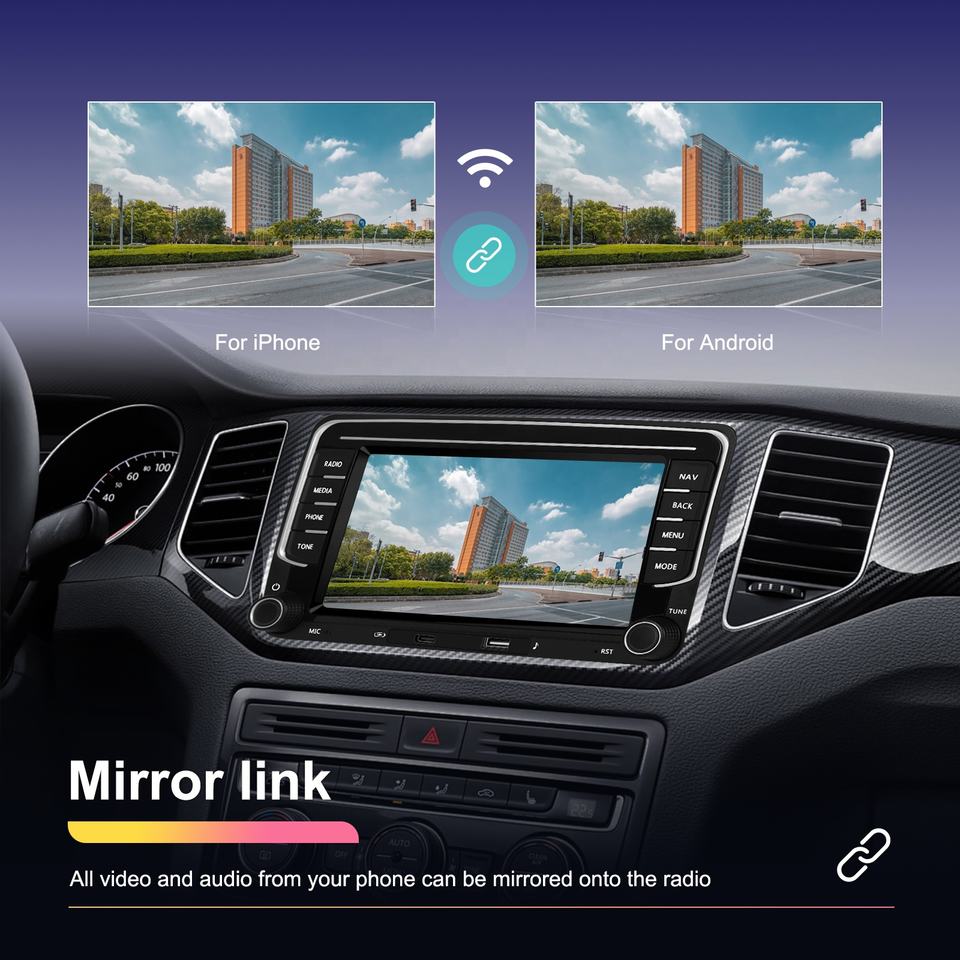 VW Android Radio  7'' 2+64GB Android ANdroid Auto Car Radio Carplay GPS WiFi  USB Type-C for VW/PASSAT/SKODA/POLO/GOLF/SEAT OEM ODM Customized