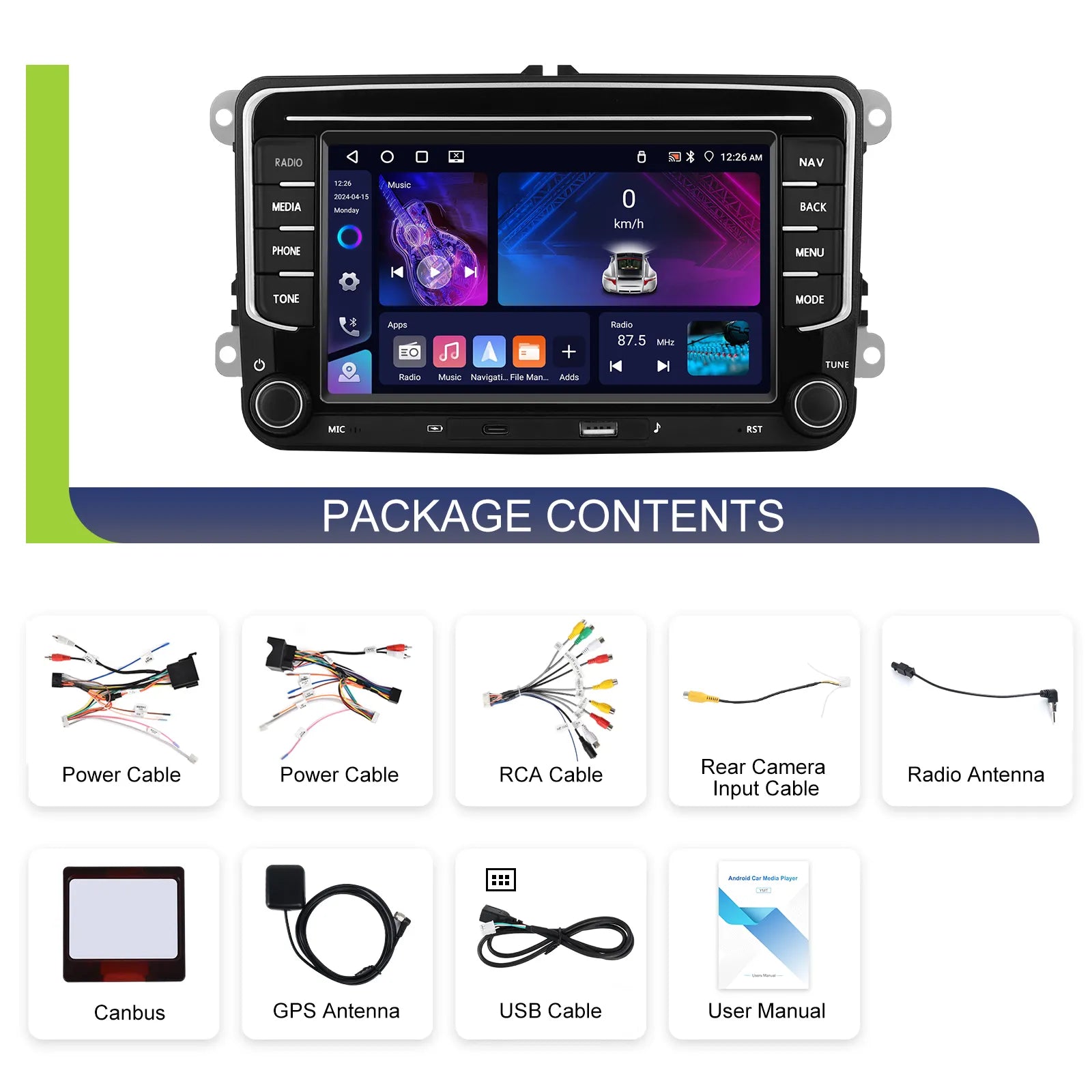 Android Volkswagen Radio  4+64G 7'' Wireless CarPlay/Android Auto for VW/PASSAT/Seat/SKODA/POLO/FABIA/GOLF 5/6 GPS Autoradio OEM