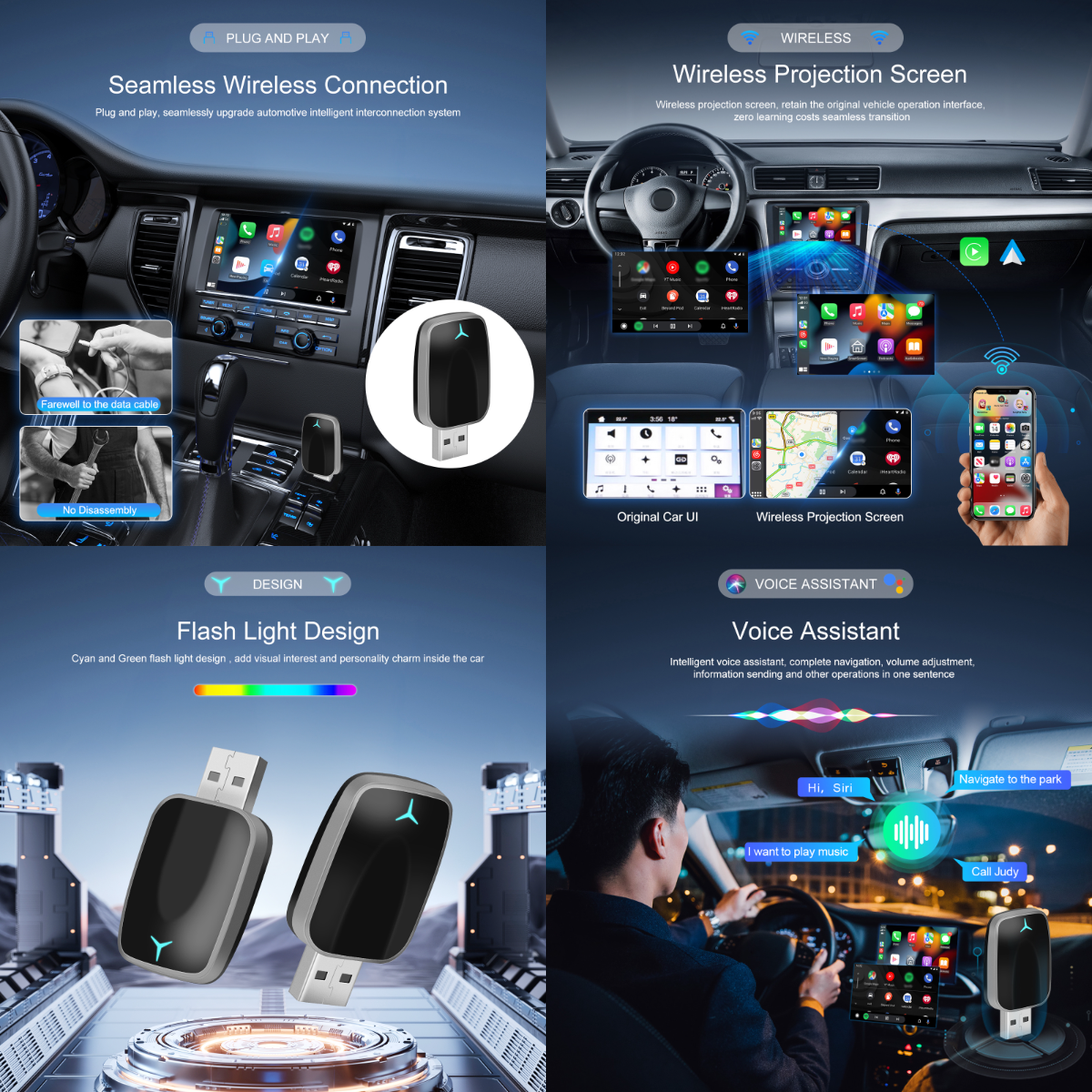 AI Box 2 in 1 Dongle USB Wireless Carplay /Android Auto Adapter Original Car Wired to Wireless Module USB/Type-C WiFi