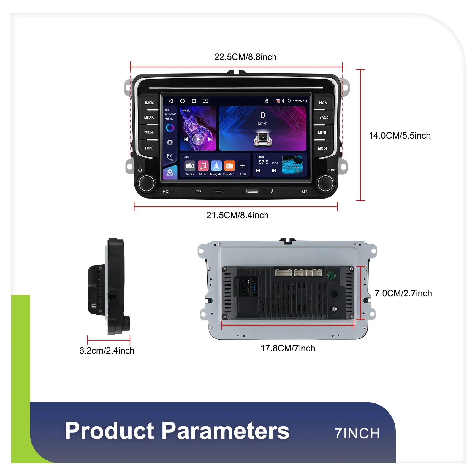 Android Volkswagen Radio  4+64G 7'' Wireless CarPlay/Android Auto for VW/PASSAT/Seat/SKODA/POLO/FABIA/GOLF 5/6 GPS Autoradio OEM